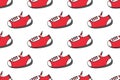 Cute red sneakers seamless pattern on White background,Vector,Illustration