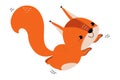 Cute Red Squirrel with Bushy Tail Jumping Vector Illustration