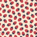 Cute red strawberry hand drawn vector illustration. Adorable berry fruit seamless pattern for kids. Royalty Free Stock Photo