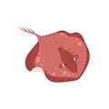 Cute red swimming stingray flat style, vector illustration