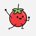 Cute Red Tomato Mascot Vector Character in Flat Design Style Royalty Free Stock Photo