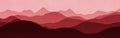 cute red wide of mountains ridges in fog computer art background or texture illustration