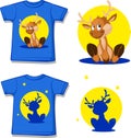 Cute Reindeer Character - Design Shirt - Vector Illustration