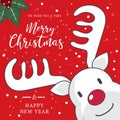 Cute reindeer christmas hoilday with hand drawn lettering