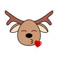 Cute reindeer emoji sending kiss.