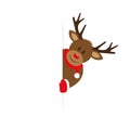 Cute reindeer with looks around the corner funny christmas design