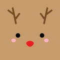 Cute reindeer square face vector illustration