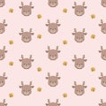 cute reindeer and bell seamless pattern