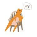 Cute relaxed cat sitting in chair saying hey sticker