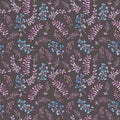 Cute repeat pattern with naive flowers and leaves. Watercolor Royalty Free Stock Photo