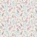 Cute repeat pattern with naive flowers and leaves. Watercolor Royalty Free Stock Photo