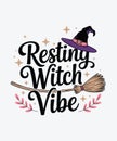 Cute Resting Witch Vibe graphic design for Halloween apparel Royalty Free Stock Photo
