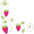 Cute retro background as patch fabric applique of strawberries