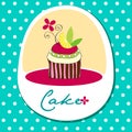 Cute retro cupcake card Royalty Free Stock Photo