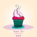 Cute retro cupcake card Royalty Free Stock Photo