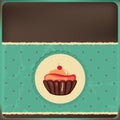 Cute retro cupcake in frame Royalty Free Stock Photo