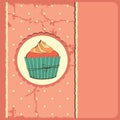 Cute retro cupcake in frame Royalty Free Stock Photo