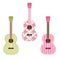 Cute retro fabric guitars with shabby roses as applique