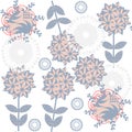 Cute retro gentle floral seamless pattern with odd flowers and Royalty Free Stock Photo
