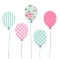 Cute retro party balloons as applique from scrap booking paper