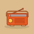 Cute retro radio. Old radio in cartoon style.