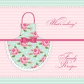 Cute retro recipe card with imitation of mom`s apron