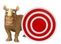 Cute Rhino cartoon character with target Royalty Free Stock Photo