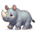 Cute rhino cartoon isolated on white background, suitable for making stickers and illustrations 8 Royalty Free Stock Photo