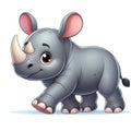 Cute rhino cartoon isolated on white background, suitable for making stickers and illustrations 1 Royalty Free Stock Photo