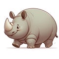 Cute rhino cartoon isolated on white background, suitable for making stickers and illustrations 5 Royalty Free Stock Photo