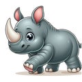 Cute rhino cartoon isolated on white background, suitable for making stickers and illustrations 4 Royalty Free Stock Photo