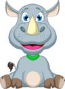 Cute rhino cartoon sitting Royalty Free Stock Photo