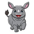 Cute rhino cartoon on white background Royalty Free Stock Photo