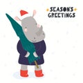 Cute rhino Christmas card