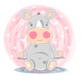 Cute rhino illustration - cartoon characters