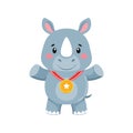 Cute Rhino with Medal Royalty Free Stock Photo