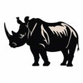 Cute Rhino Silhouette Design - Dark Black And Light Beige Illustration