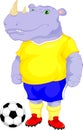 Cute rhino soccer cartoon