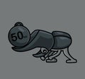 cute rhinoceros beetles lift weight gym fitness. cartoon animal sports concept Isolated illustration. Flat Style suitable for