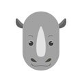 Cute rhinoceros face, head portrait of wild African animal character Royalty Free Stock Photo