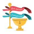 Cute ribbons with cup prize to celebrate fathers day