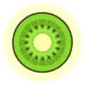 Cute ribby kiwi icon, kiwi split in a half