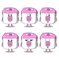 Cute rice cooker mascot on isolated white background