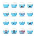 Cute rice with emoticons set