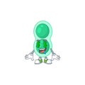 Cute rich green streptococcus pneumoniae mascot character style with money eyes