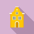 Cute Riga house icon, flat style