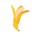 Cute Ripe Banana, Funny Fruit Cartoon Character with Funny Face Vector Illustration