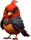 Cute Robin bird in a cartoon character. AI-Generated.