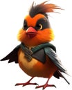 Cute Robin bird in a cartoon character. AI-Generated.