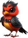 Cute Robin bird in a cartoon character. AI-Generated.